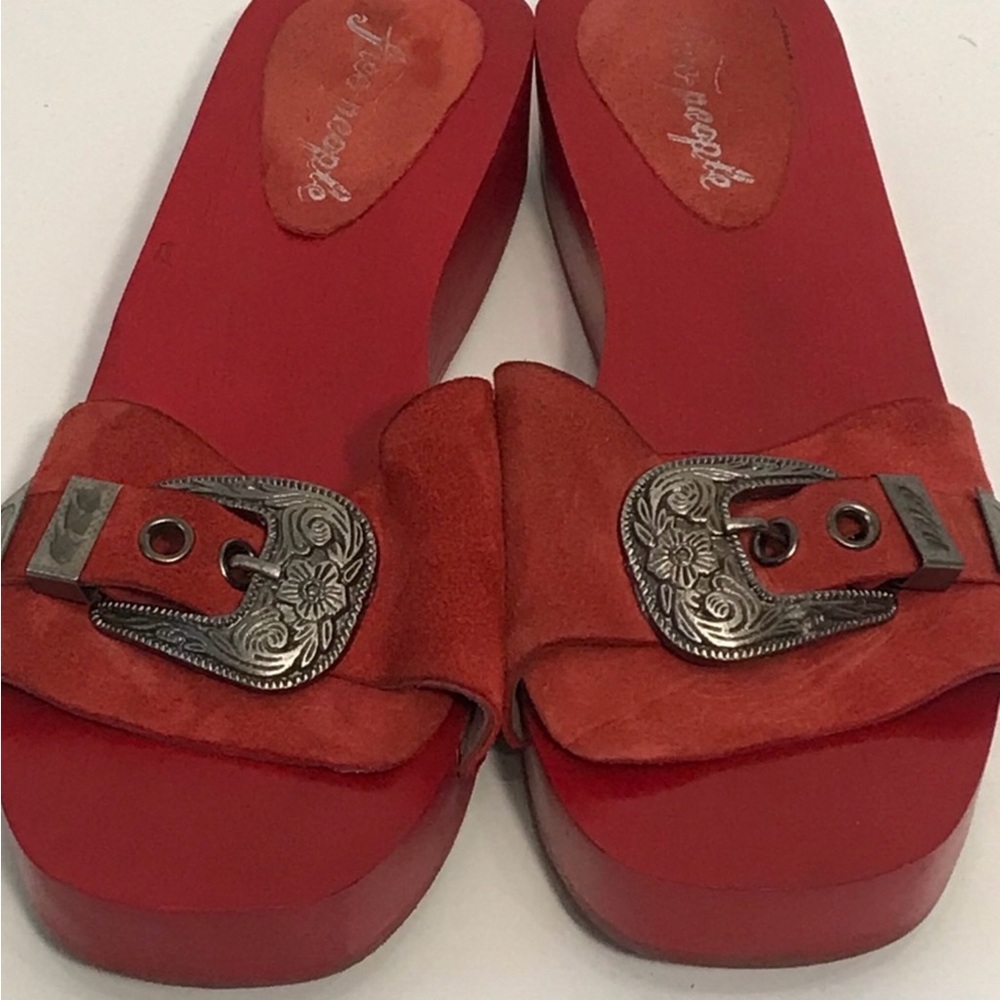 Free people Red Wood Westtown Slides Clogs  39 - Picture 8 of 12